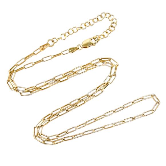Vintage Gold Tone Sterling Silver 925 Paperclip Chain Necklace 18”-20” - Picture 1 of 3